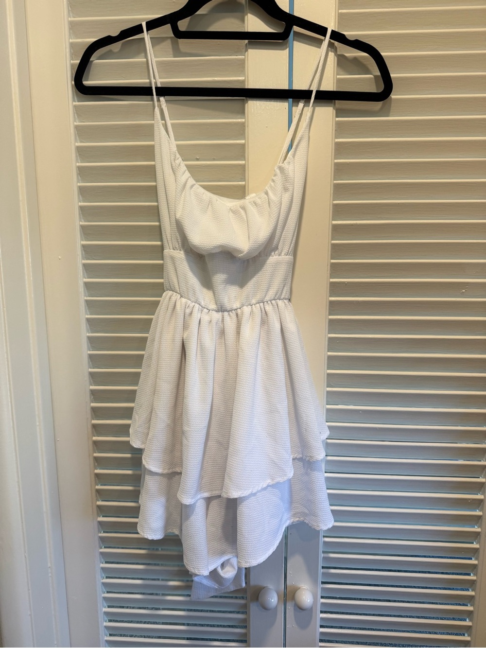 Lucy in the Sky White Tiered babydoll romper